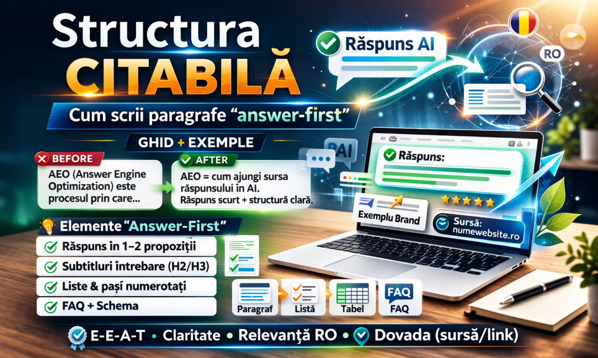 Structura citabila: cum scrii paragrafe “answer-first” (cu exemple)